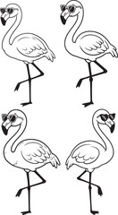 Cute Flamingo Bird Standing Cartoon silhouette