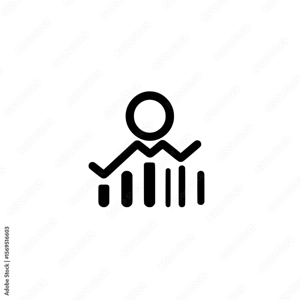 Poster vector illustration of profile avatar with bar graph indicating account statistics or metrics