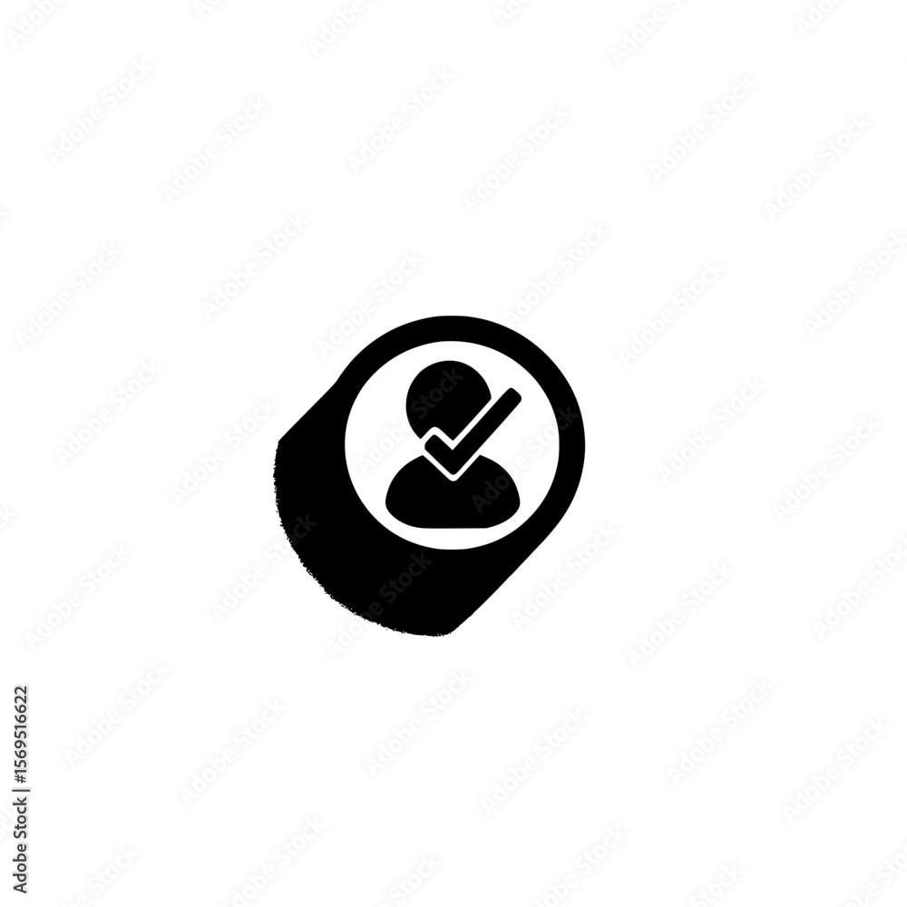 Poster profile user icon with checkmark symbol representing verified account or identity approval