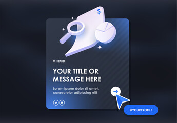 Modern Website Header Template with Social Media Profile Button, Icons, and Interactive Design Elements