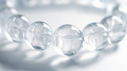 Clear quartz bracelet closeup.