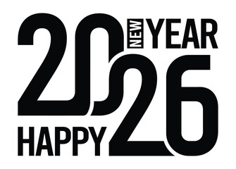 2026 Happy New Year Greetings Vector Design