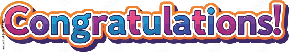Poster a colorful congratulations text with a gradient and cartoonish outline