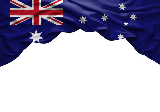 Waving australian flag isolated on transparent background