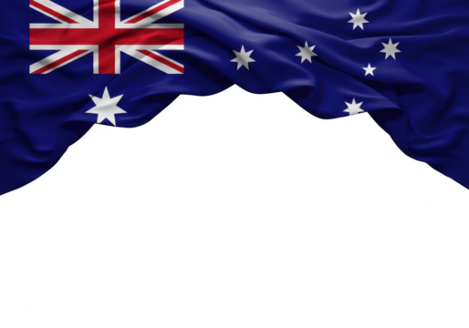 Waving australian flag isolated on transparent background - Powered by Adobe