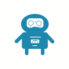 Pattern on white background of blue design mascot cute robot Vector