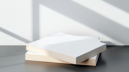 Minimalist White Blocks Mockup with Window Shadow minimalist white blocks mockup shadow minimal wall