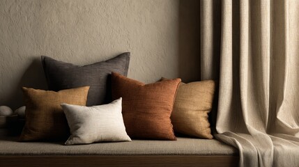 Cozy Home Decor with Stylish Pillows and Soft Drapery Lighting