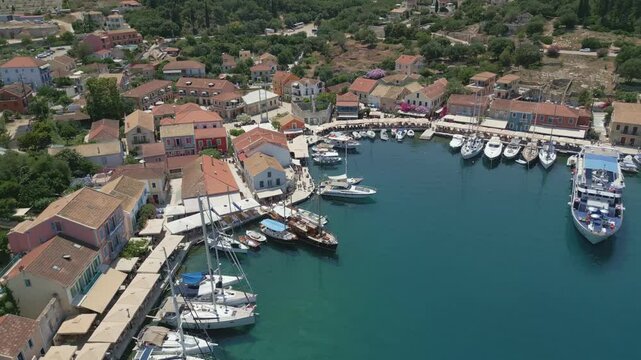 Aerial Footage of Fiskardo Village in Kefalonia, Greece