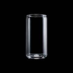 Clear glass cylinder on black background