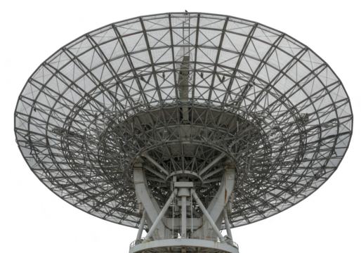 Large satellite dish antenna isolated on transparent background