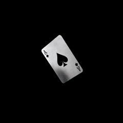 Black background showcases an ace of spades