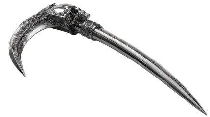 Skull-Shaped Hook: A menacing silver skull-shaped hook with intricate detailing, perfect for fantasy, horror, or gothic themes. 