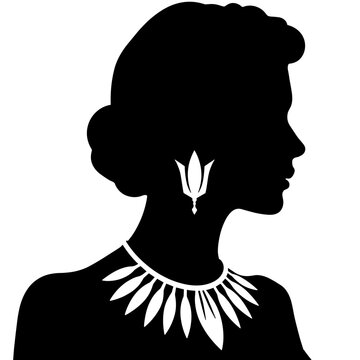 black silhouette woman profile with jewelry clip art preview