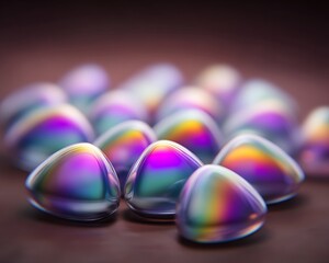 Close-up view of iridescent, triangular shapes.