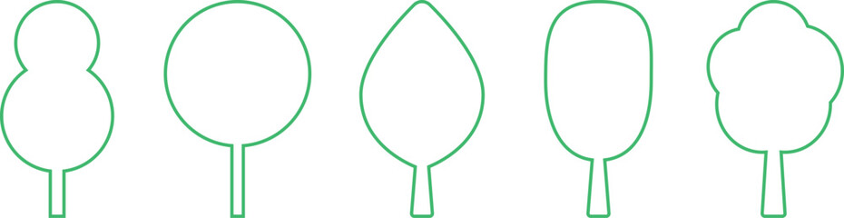 木のシルエットのシンプルなアイコン　ベクター　緑