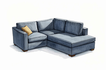  Hearth Glow Living room sofa blue isolated watercolor vector illustration svg