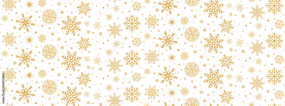Canvas Prints seamless christmas pattern with gold snowflakes and stars isolated on transparent background. vector