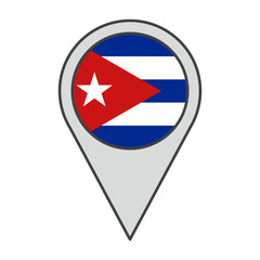 Vector illustration of a geolocation tag colored with the flag of Cuba