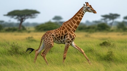 Obraz premium Giraffe in grassy savanna