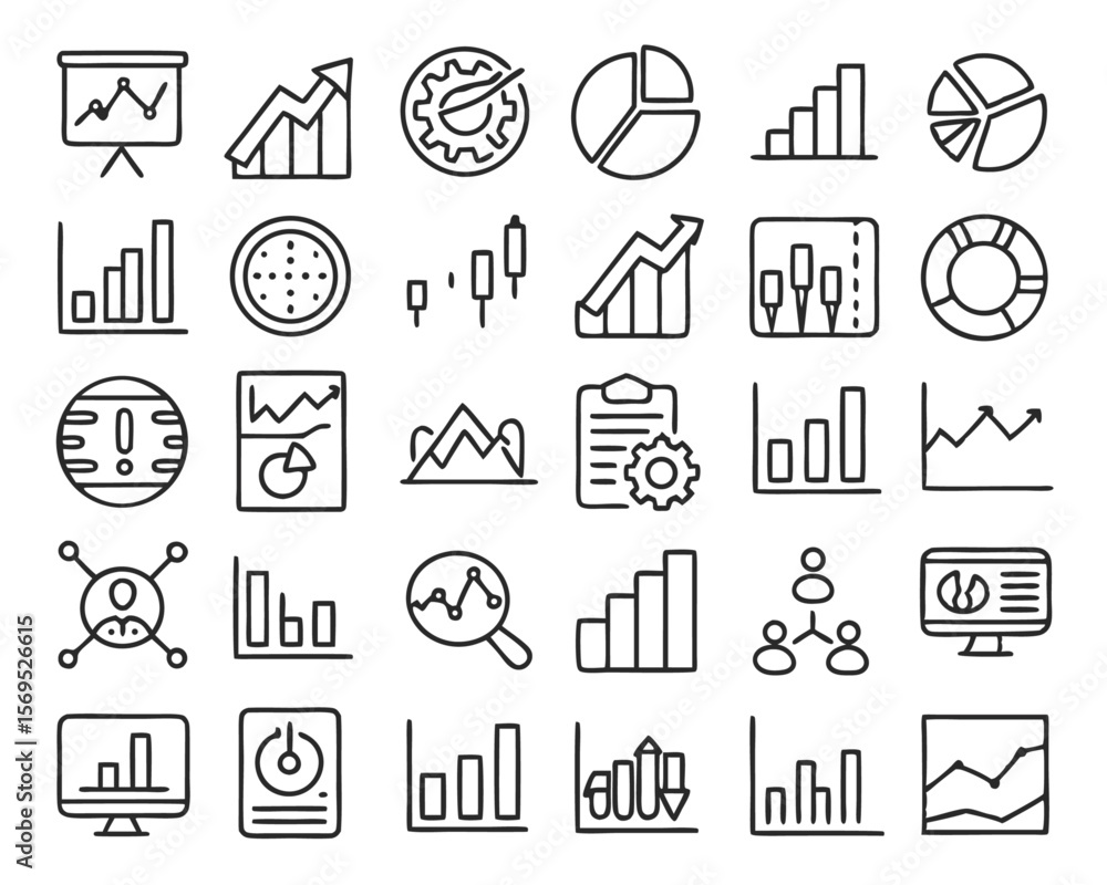 Poster comprehensive collection of business analytics and key performance indicators presented as distinct 