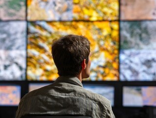 Professional Weather Forecasting Expert Monitoring Flood Mapping in Modern Command Center for Crisis Preparedness and Emergency Response Marketing Content