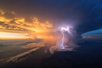 Intense lightning illuminates a stormy sky, showcasing nature's raw power
