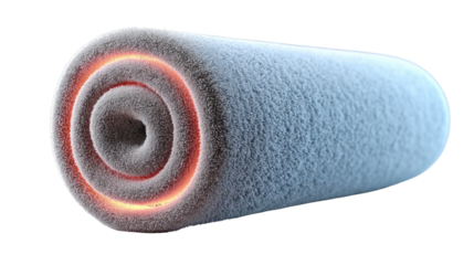 Rolled Towel with a Hidden Glow: A rolled towel with a soft texture, appears with a subtle glow emanating from within, adding a touch of intrigue and warmth.