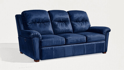 Shared Stillness Living room sofa blue isolated watercolor vector illustration svg