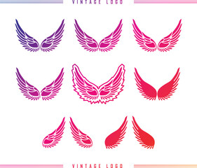 Wings icons set. Simple set of wings vector icons for web design on white background
