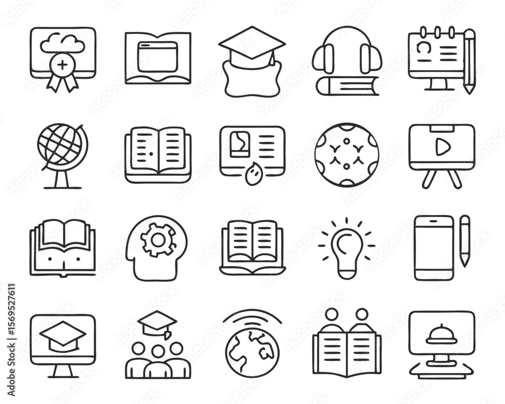 Poster comprehensive collection of diverse educational symbols and graphics thoughtfully designed for learn