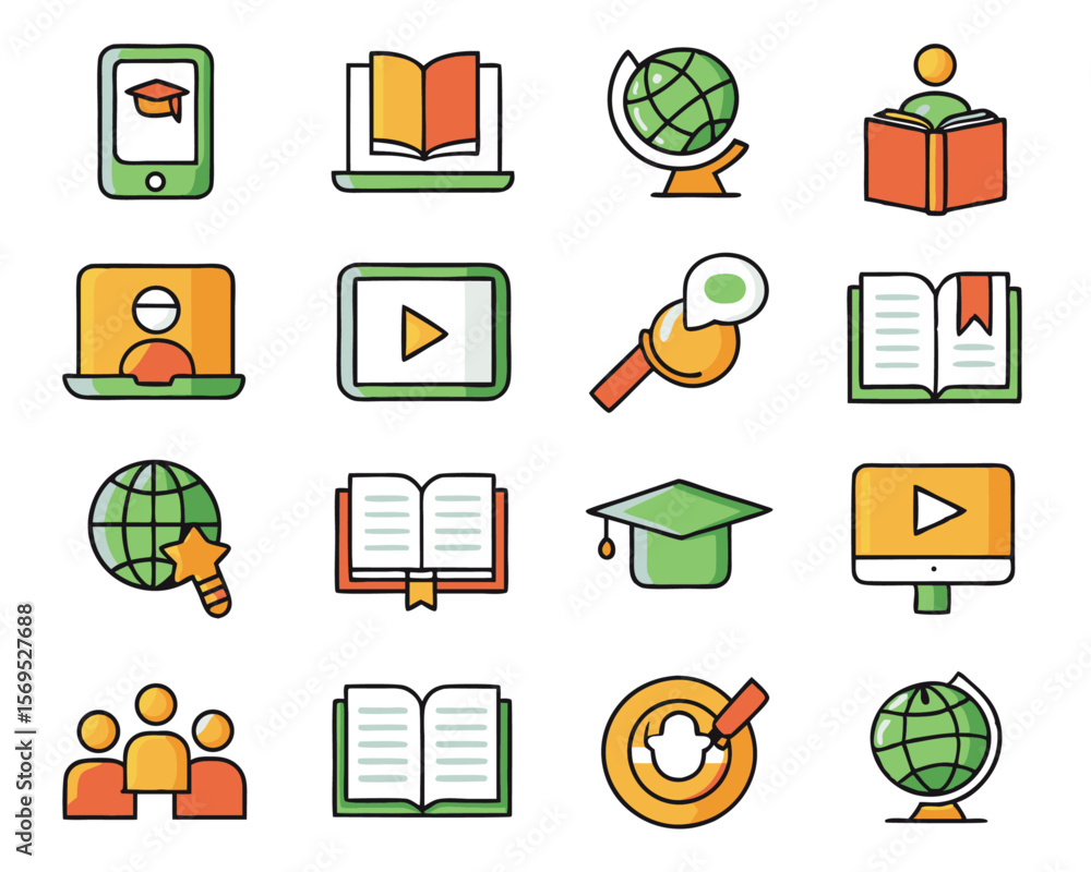 Fototapete comprehensive collection of educational symbols and graphics for learning teaching and academic purp