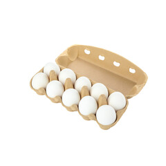 A carton of white eggs