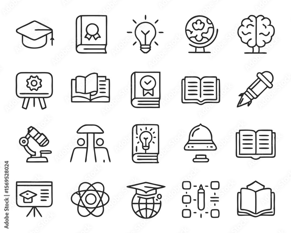 Aufkleber comprehensive collection of educational symbols representing learning intellect and cognitive develo