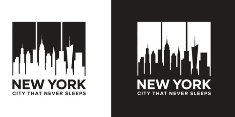 Naklejka premium Aquatinter de Nueva York illustration retro vectorial, salute de ciudad end horizontal, rascasses, dissent Plano