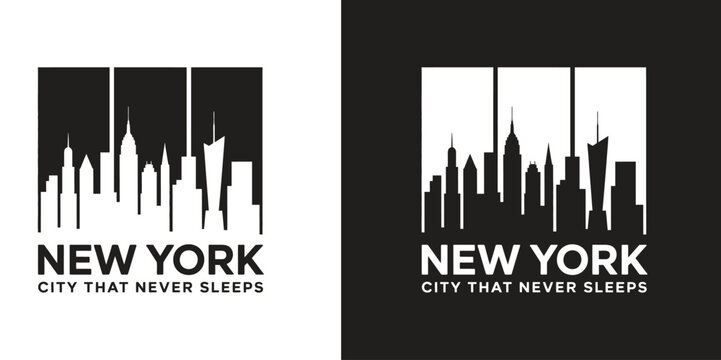 Aquatinter de Nueva York illustration retro vectorial, salute de ciudad end horizontal, rascasses, dissent Plano