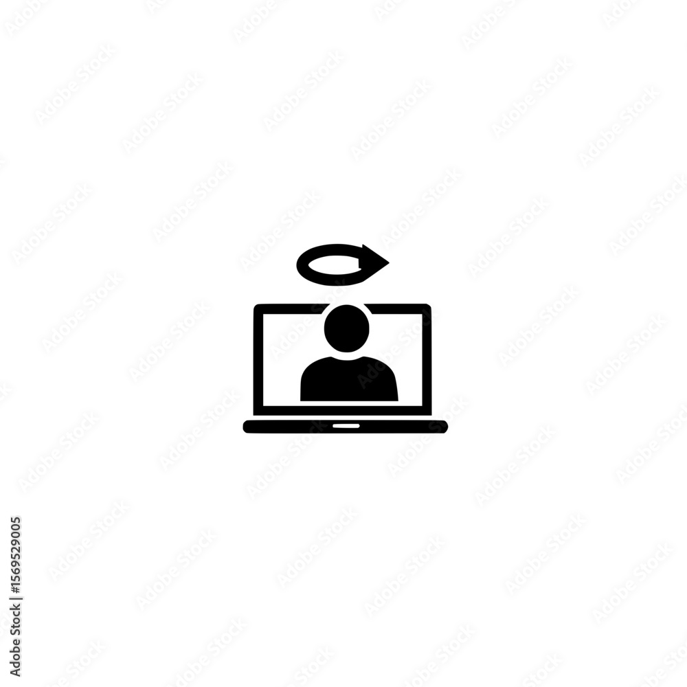 Poster user profile icon displayed inside laptop screen representing digital identity or remote access