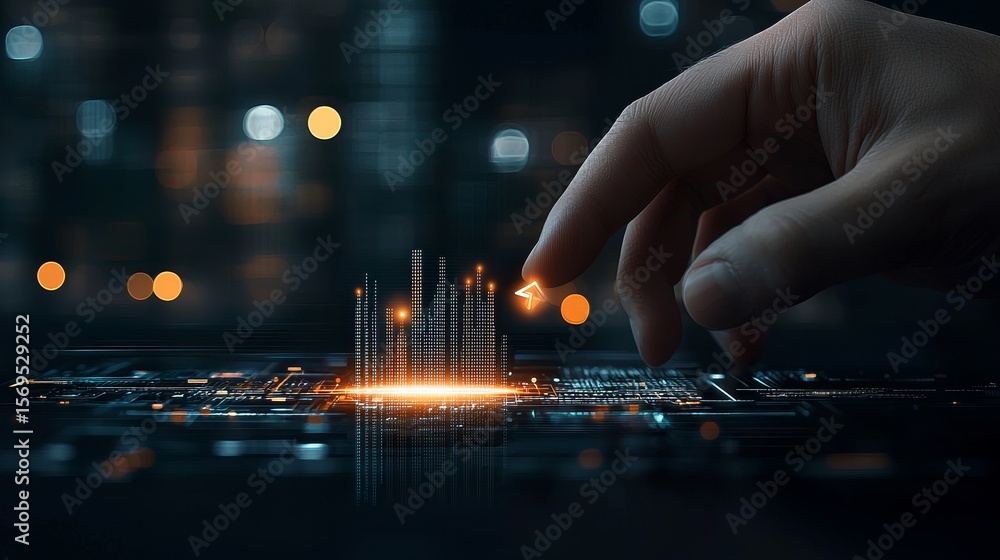 Aufkleber innovative technology interaction digital space graphic design futuristic environment close-up view 