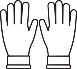 Black gardening gloves icon hand protection black outline