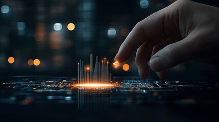 Innovative technology interaction digital space graphic design futuristic environment close-up view data visualization concept