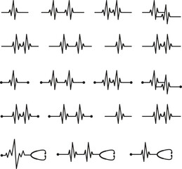 Obraz premium Vector electrocardiogram and heart pattern (health concept)