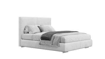 Modern bed on isolated background without a shadow.. Furniture for collages, graphics designs, and...