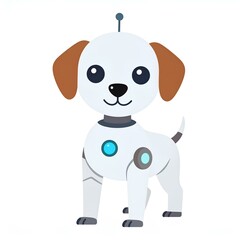 Obraz premium cartoon illustration of cute robot dog with antenna 