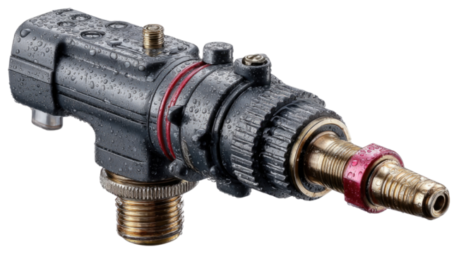 Precision Engineering: A close-up showcases a finely crafted piece of industrial machinery, highlighting the intricate details and robust construction that represent modern engineering