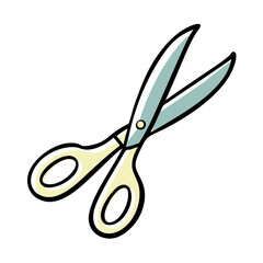 Fototapeta premium Scissors with a blue handle and yellow accents for cutting materials 