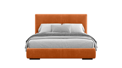 Modern bed on isolated background without a shadow.. Furniture for collages, graphics designs, and...