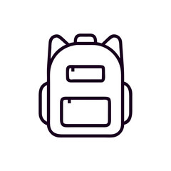 Simple backpack illustration in outline style for back to school  