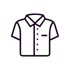 Short-sleeve button-up shirt in simple line art style  