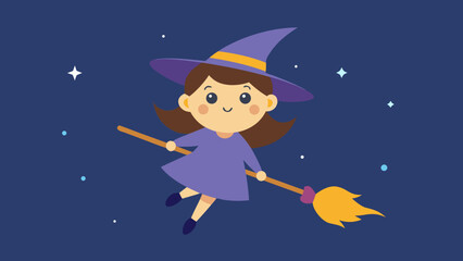 A Little Witch Tries to Fly on a Broomstick that is Actually a Vacuum Cleaner