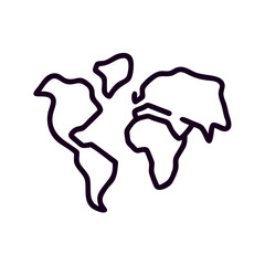 Outline of a world map illustration for educational purposes  